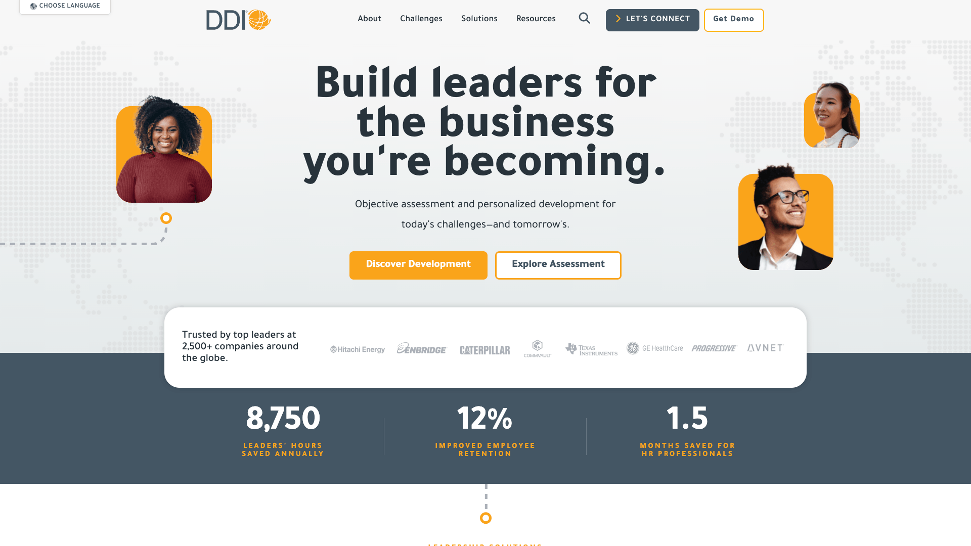 A screenshot of the DDI homepage