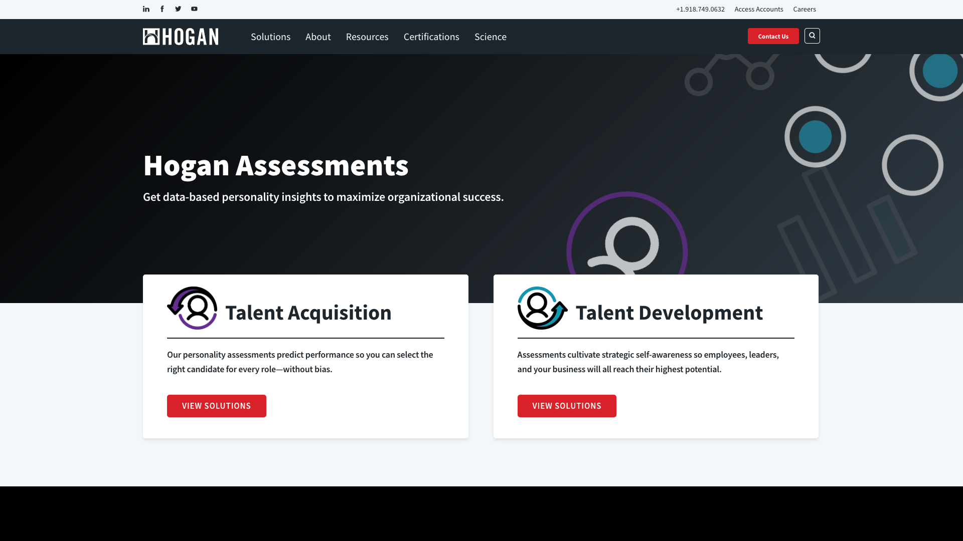 A screenshot of the Hogan Assessments homepage