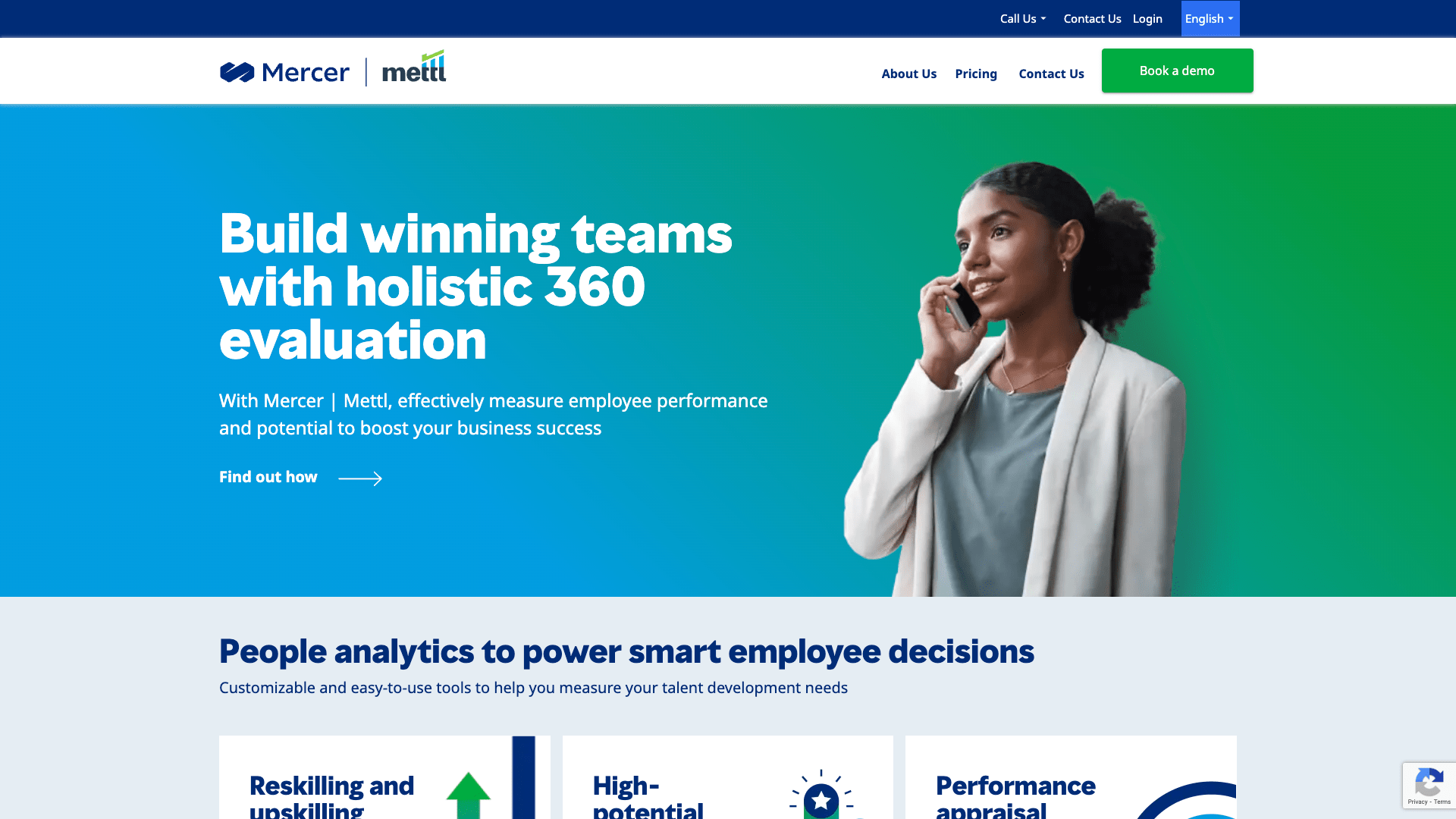 A screenshot of the Mercer | Mettl homepage